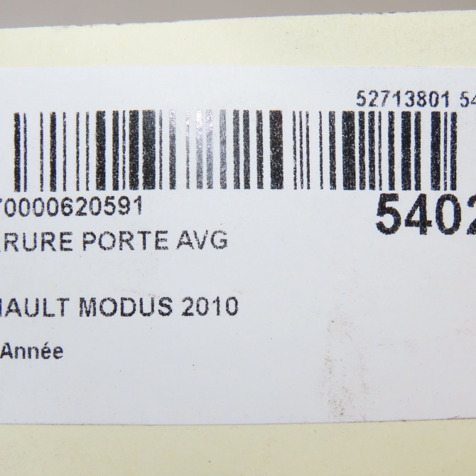 Serrure porte avg occasion RENAULT MODUS Phase 2 01-2008->12-2012 1.5 DCI 85ch 8200219246 7