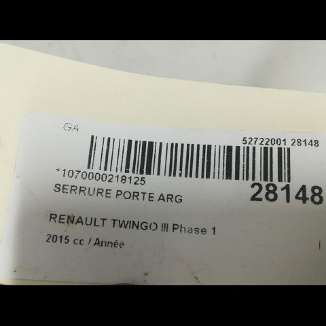 Serrure porte arg occasion RENAULT TWINGO III Phase 1 06-2014->... 825033289R 4