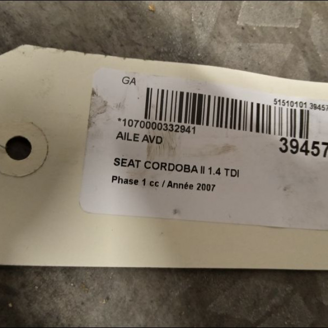Aile avant droite occasion SEAT CORDOBA II Phase 1 10-2002->05-2009 1.4 TDI 70ch 6L0821022C 4
