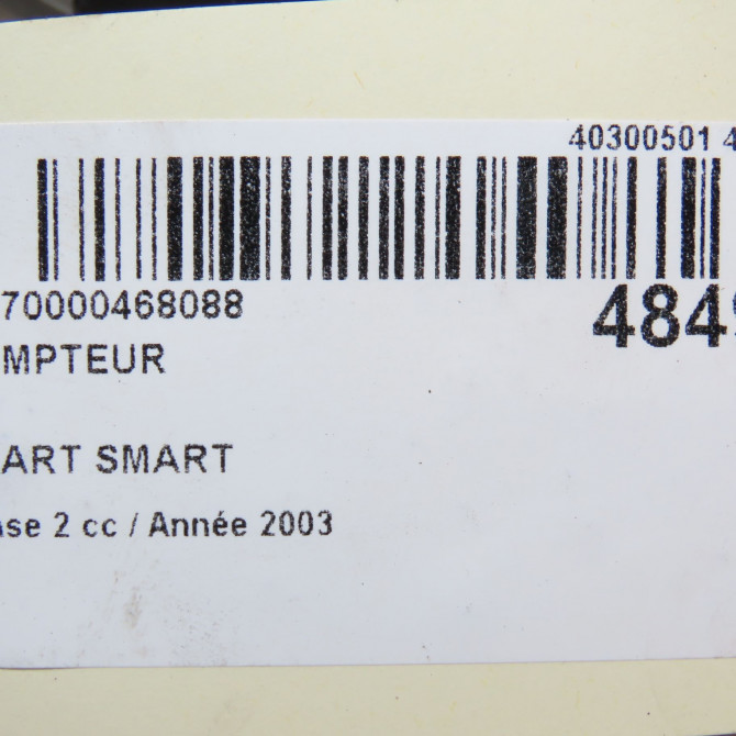 Compteur occasion SMART SMART CITY/FORTWO I SMART CITY/FORTWO I Phase 2 2002-03-01->2006-12-31 61ch Q0010124V004000000 6