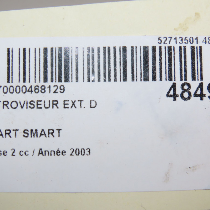 Retroviseur exterieur manuel droit occasion SMART SMART CITY/FORTWO I SMART CITY/FORTWO I Phase 2 2002-03-01->2006-12-31 61ch Q0000512V007C49L00 7