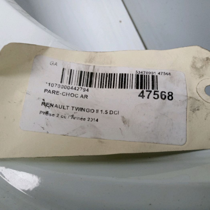 Pare-choc arrière occasion RENAULT TWINGO II Phase 2 12-2011->12-2014 1.5 DCI 75ch 850103420R 5