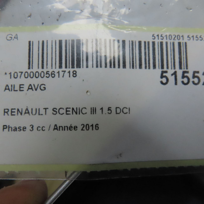 Aile avant gauche occasion RENAULT SCENIC III Phase 3 04-2013->... 1.5 DCI 110ch 631018882R 4