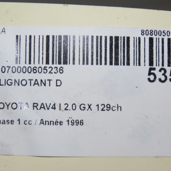 Clignotant droit occasion TOYOTA RAV4 I Phase 1 04-1995->04-1999 2.0 GX 129ch 8151042010 5