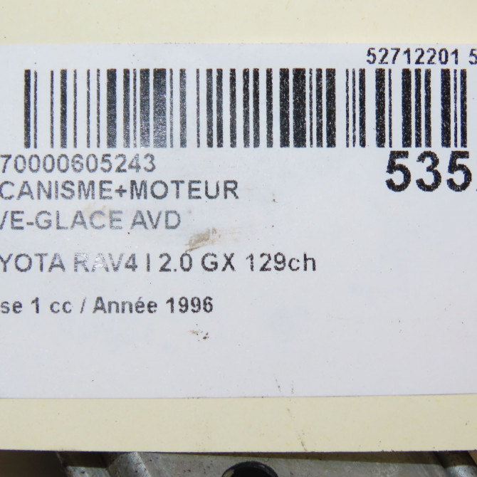 Mecanisme + moteur lève-glace avant droit occasion TOYOTA RAV4 I Phase 1 04-1995->04-1999 2.0 GX 129ch 6980142021 8