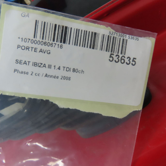 Porte avant gauche occasion SEAT IBIZA III Phase 2 03-2006->06-2009 1.4 TDI 80ch 6L3831055R 4