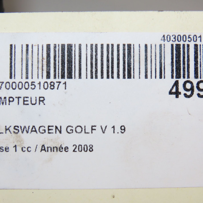 Compteur occasion VOLKSWAGEN GOLF V Phase 1 11-2003->10-2008 1.9 TDI 105ch 1K0920874MZ02 5