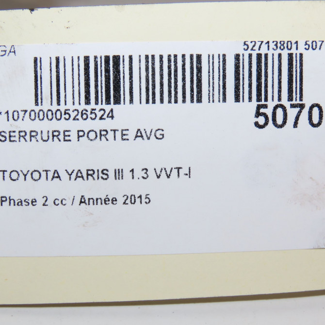 Serrure porte avg occasion TOYOTA YARIS III Phase 2 06-2014->... 1.3 VVT-I 100ch 690400D520 5