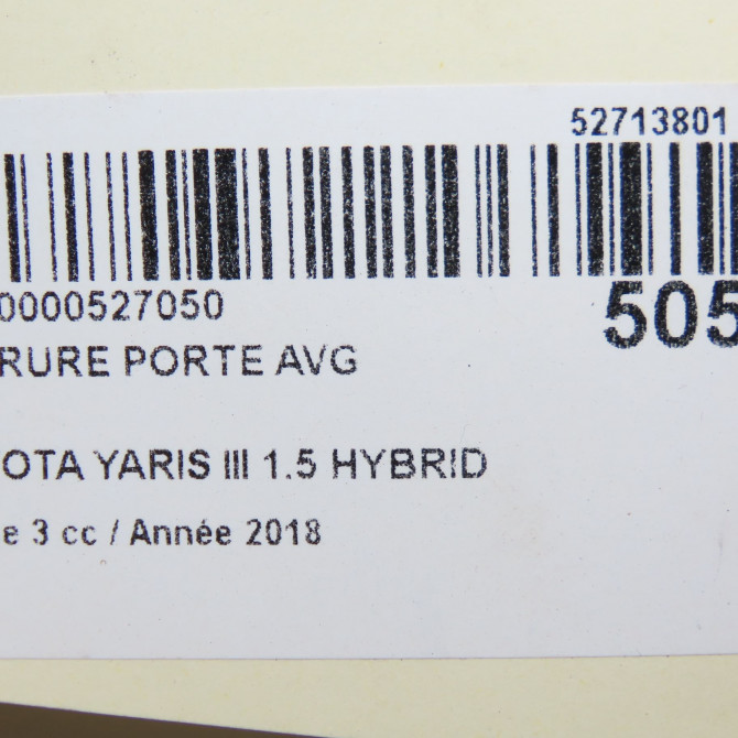 Serrure porte avg occasion TOYOTA YARIS III Phase 1 04-1995->04-1999 1.5 HYBRID 100ch 690400D520 6