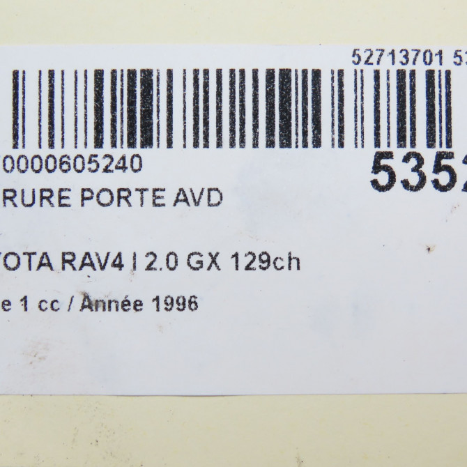 Serrure porte avd occasion TOYOTA RAV4 I Phase 1 04-1995->04-1999 2.0 GX 129ch 6903042100 7