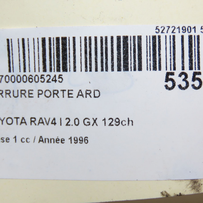 Serrure porte ard occasion TOYOTA RAV4 I Phase 1 04-1995->04-1999 2.0 GX 129ch 6905042011 5