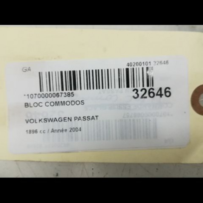 Bloc commodos occasion VOLKSWAGEN PASSAT IV Phase 2 10-2000->03-2005 1.9 TDI 100ch 6