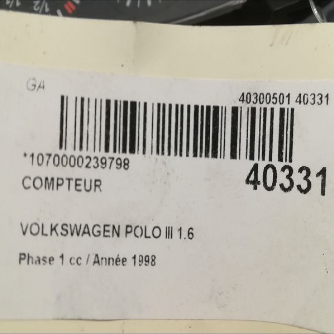 Compteur occasion VOLKSWAGEN POLO III Phase 1 10-1994->11-1999 1.6 6N0919860TX 3