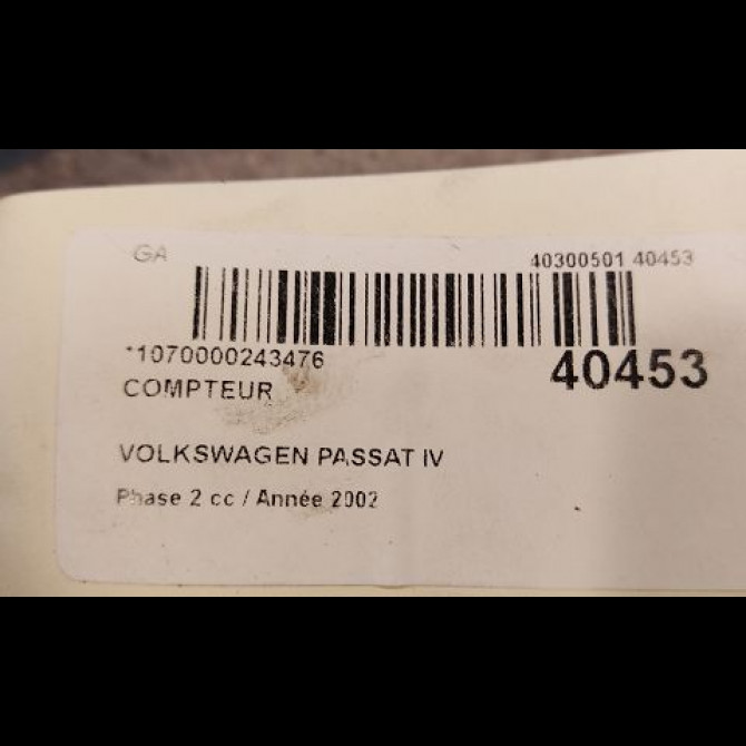 Compteur occasion VOLKSWAGEN PASSAT IV Phase 2 10-2000->03-2005 1.9 TDI 100ch 3B0920809CX 3