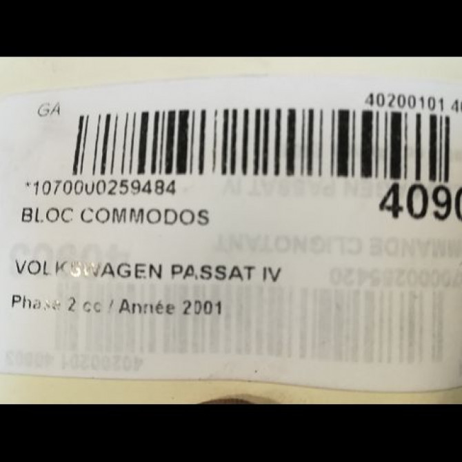 Bloc commodos occasion VOLKSWAGEN PASSAT IV Phase 2 10-2000->03-2005 1.9 TDI 100ch 5