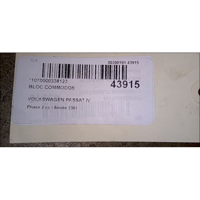 Bloc commodos occasion VOLKSWAGEN PASSAT IV Phase 2 10-2000->03-2005 1.9 TDI 130ch 3