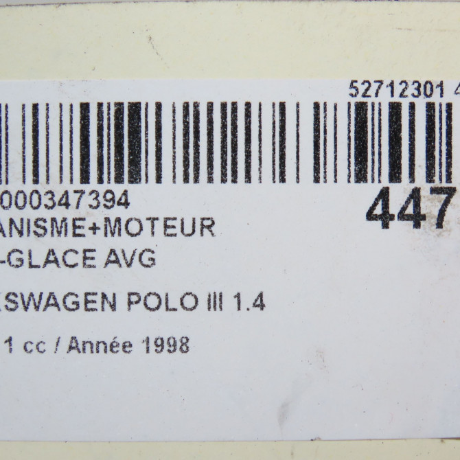 Mecanisme+moteur leve-glace avg occasion VOLKSWAGEN POLO III Phase 1 10-1994->11-1999 1.4 6N4837461 7