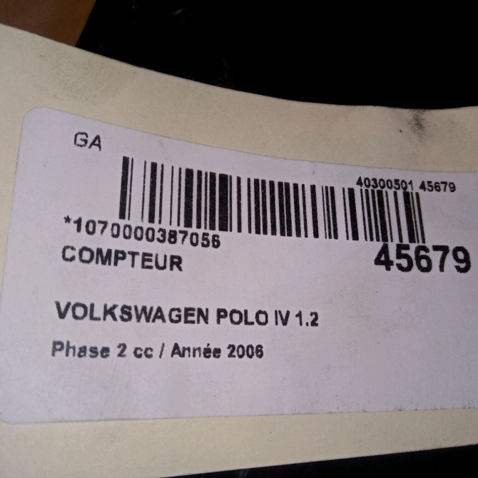 Compteur occasion VOLKSWAGEN POLO IV Phase 2 05-2005->09-2009 1.2 65ch 6Q0920823TZ06 4