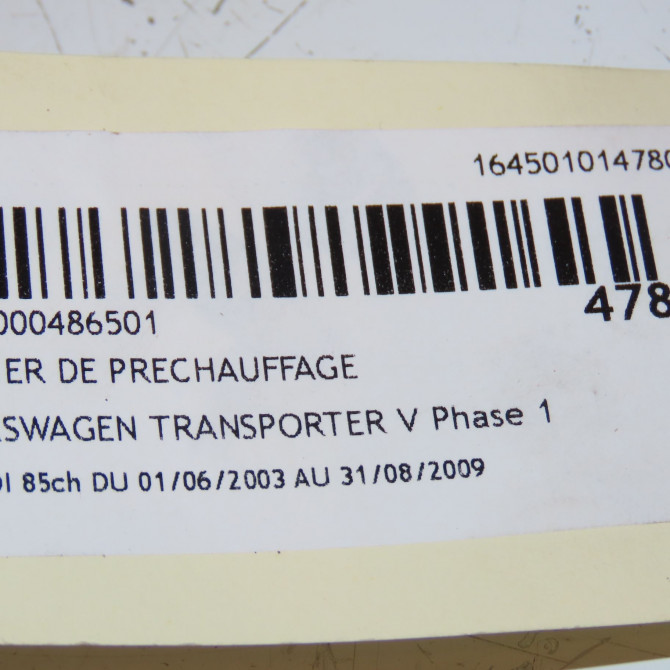 Boitier de préchauffage occasion VOLKSWAGEN TRANSPORTER V Phase 1 06-2003->08-2009 1.9 TDI 85ch 4