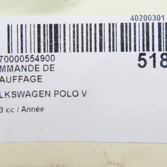 Commande de chauffage occasion VOLKSWAGEN POLO V Phase 2 02-2014->... 6R0820045N 6