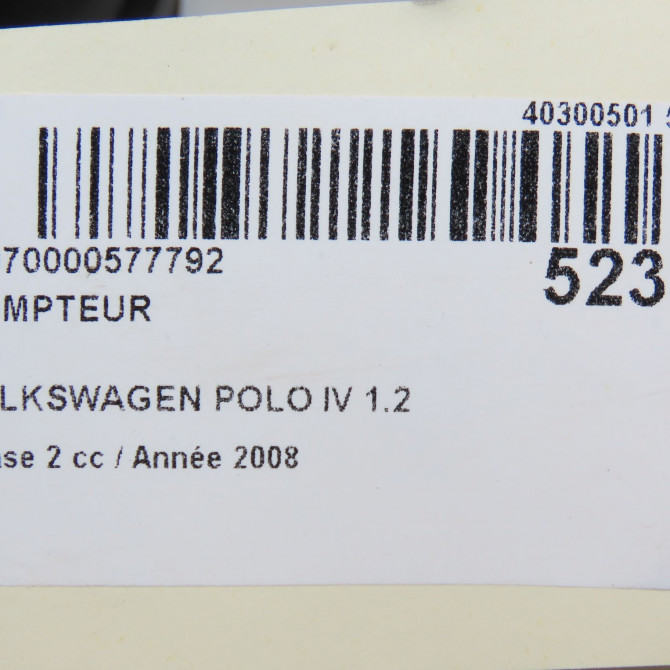 Compteur occasion VOLKSWAGEN POLO IV Phase 2 05-2005->09-2009 1.2 60ch 6Q0920823TZ06 7