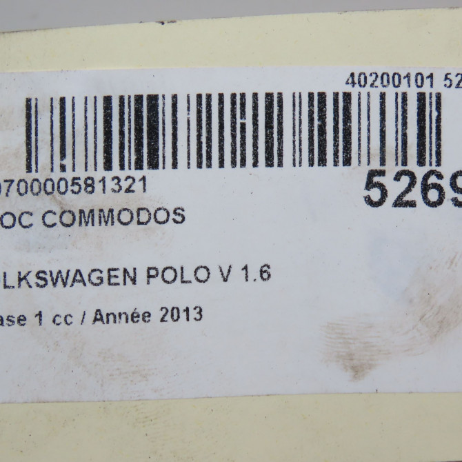 Bloc commodos occasion VOLKSWAGEN POLO V POLO V Phase 1 2009-09-01->2014-05-31 1.6 TDI 90 6R0953507C9B9 8
