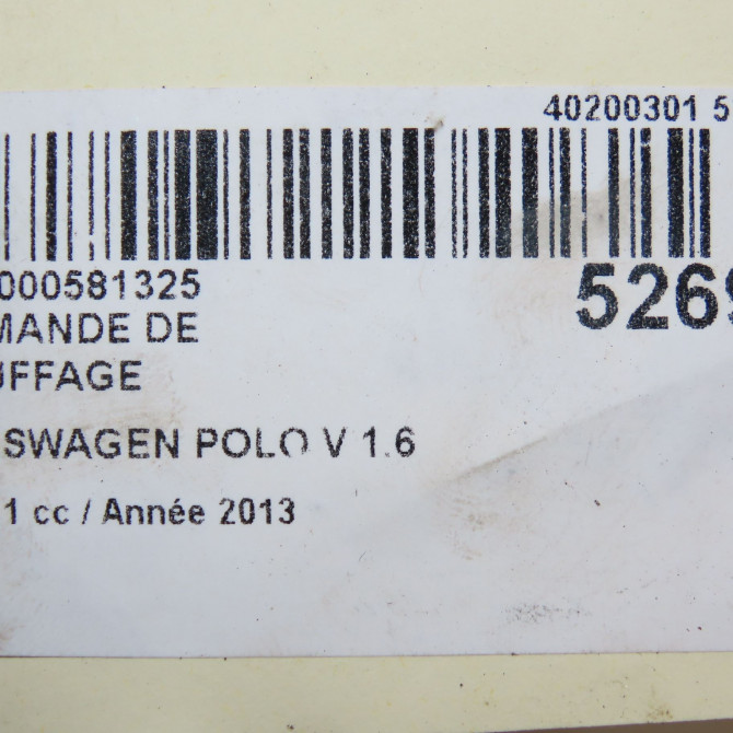 Commande de chauffage occasion VOLKSWAGEN POLO V POLO V Phase 1 2009-09-01->2014-05-31 1.6 TDI 90 6R0820045N 6