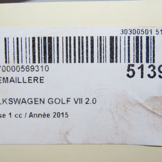 Cremaillere occasion VOLKSWAGEN GOLF VII GOLF VII Phase 1 2012-10-01->2017-06-30 2.0 TDI 150ch 7