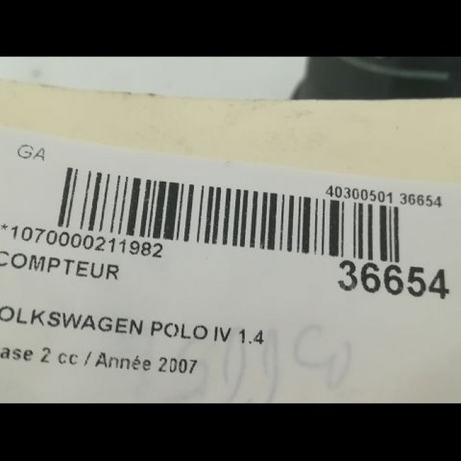 Compteur occasion VOLKSWAGEN POLO IV Phase 2 05-2005->09-2009 1.4 TDI 80ch 3