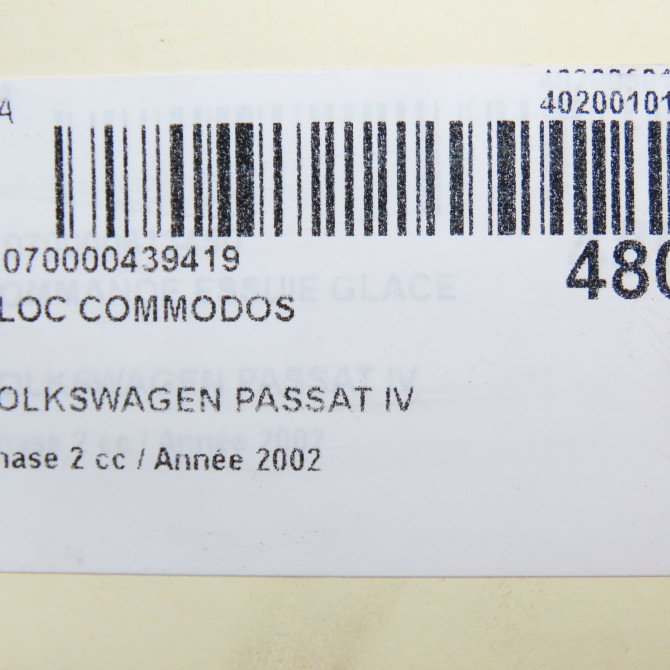 Bloc commodos occasion VOLKSWAGEN PASSAT IV Phase 2 10-2000->03-2005 1.9 TDI 100ch 7