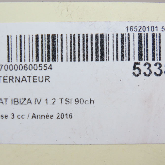 Alternateur occasion SEAT IBIZA IV Phase 3 09-2015->... 1.2 TSI 90ch 4E903015H 8