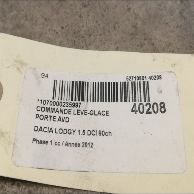Commande lève-glace porte avant droite occasion DACIA LODGY Phase 1 01-2012->... 1.5 DCI 90ch 3