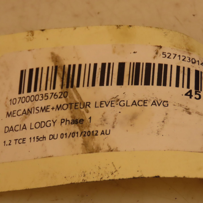 Mecanisme+moteur leve-glace avg occasion DACIA LODGY Phase 1 01-2012->... 1.2 TCE 115ch 4