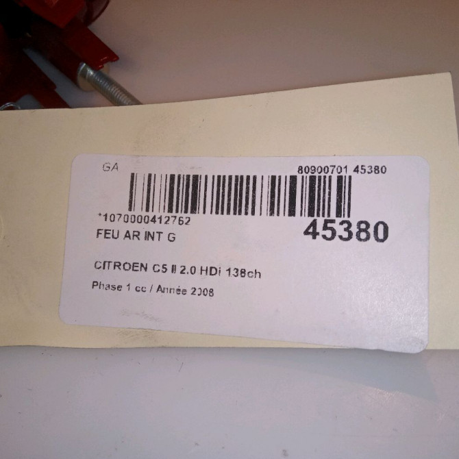 Feu arrière interieur gauche occasion CITROEN C5 II Phase 1 04-2008->... 2.0 HDi 138ch 6351JQ 4