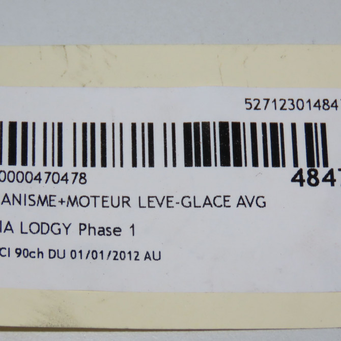 Mecanisme+moteur leve-glace avg occasion DACIA LODGY Phase 1 01-2012->... 1.5 DCI 90ch 6