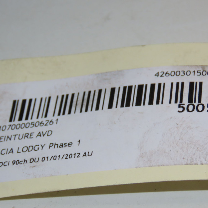 Ceinture avant droite occasion DACIA LODGY Phase 1 01-2012->... 1.5 DCI 90ch 868853535R 3