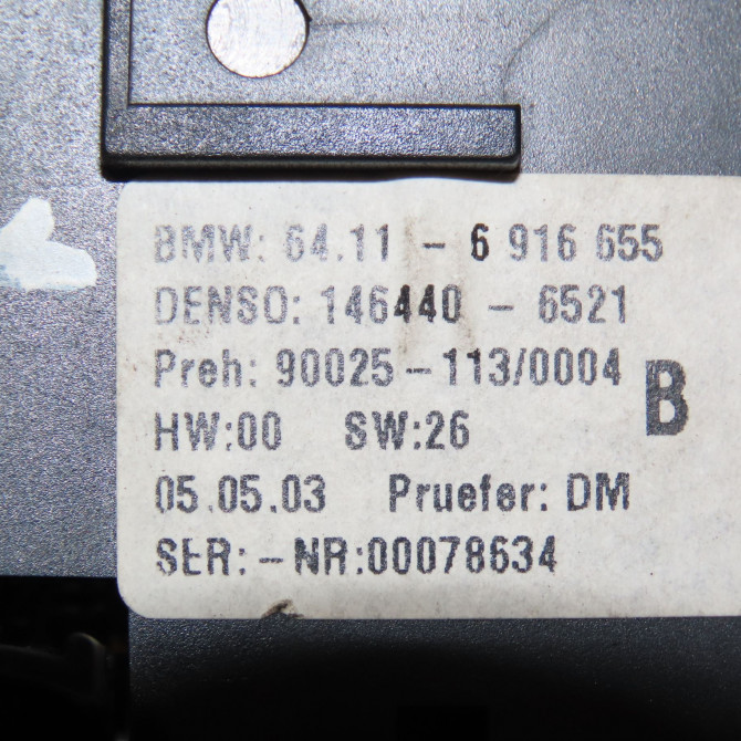 Commande de chauffage occasion B.M.W. SERIE 5 IV Phase 2 07-2000->07-2003 520i 170ch 64116927894 5