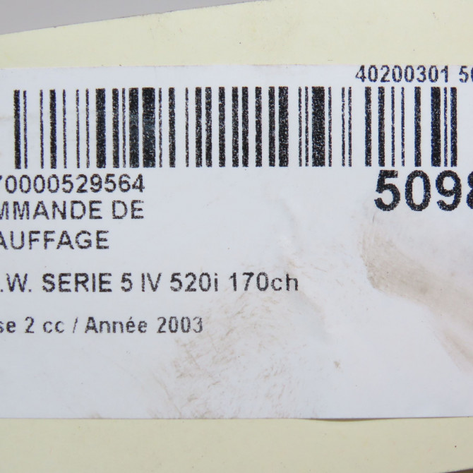 Commande de chauffage occasion B.M.W. SERIE 5 IV Phase 2 07-2000->07-2003 520i 170ch 64116927894 7