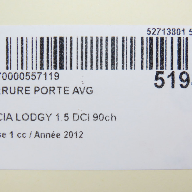 Serrure porte avg occasion DACIA LODGY Phase 1 01-2012->... 1.5 DCI 90ch 805030711R 5