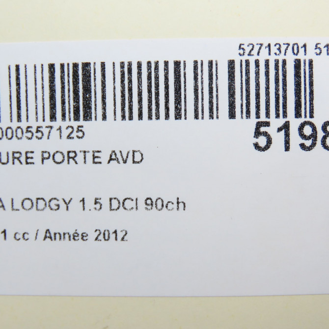 Serrure porte avd occasion DACIA LODGY Phase 1 01-2012->... 1.5 DCI 90ch 805025267R 5