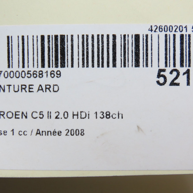 Ceinture arrière droite occasion CITROEN C5 II Phase 1 04-2008->... 2.0 HDi 138ch 8975S1 5