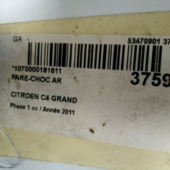 Pare-choc arrière occasion CITROEN C4 GRAND PICASSO I Phase 1 10-2006->09-2013 1.6 HDI 110ch 7410AQ 4