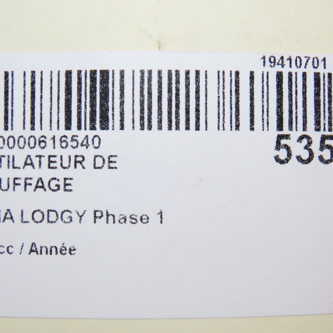 Ventilateur de chauffage occasion DACIA LODGY Phase 1 01-2012->... 272102988R 6