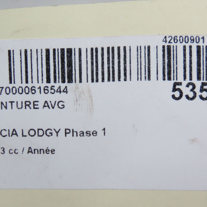 Ceinture avant gauche occasion DACIA LODGY Phase 1 01-2012->... 868841831R 7