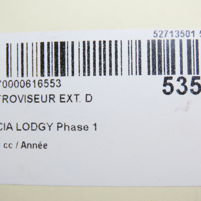 Retroviseur exterieur manuel droit occasion DACIA LODGY Phase 1 01-2012->... 963011786R 5