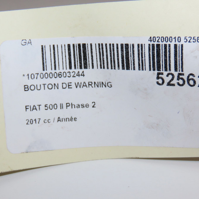 Bouton de warning occasion FIAT 500 II Phase 1 04-1995->04-1999 1.4i 165ch 735451110 4