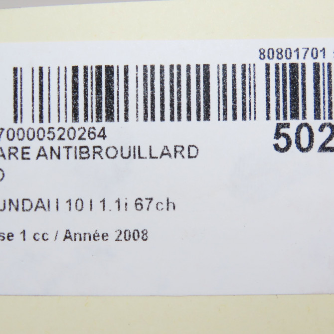 Phare antibrouillard avant droit occasion HYUNDAI I 10 I Phase 1 03-2008->12-2010 1.1i 67ch 922020X000 5
