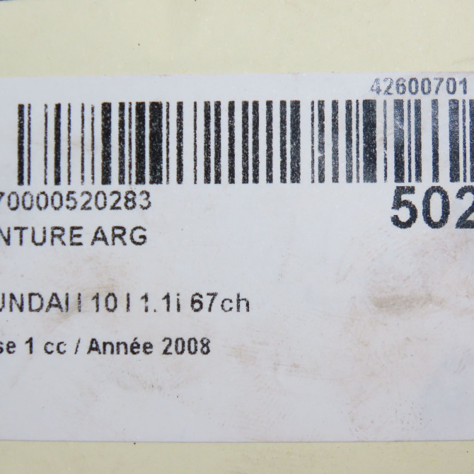 Ceinture arrière gauche occasion HYUNDAI I 10 I Phase 1 03-2008->12-2010 1.1i 67ch 898100X0004X 6
