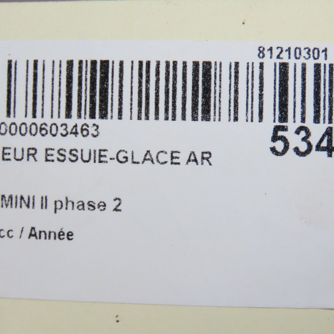 Moteur essuie-glace arrière occasion MINI MINI II phase 2 08-2010->... 67636932013 6