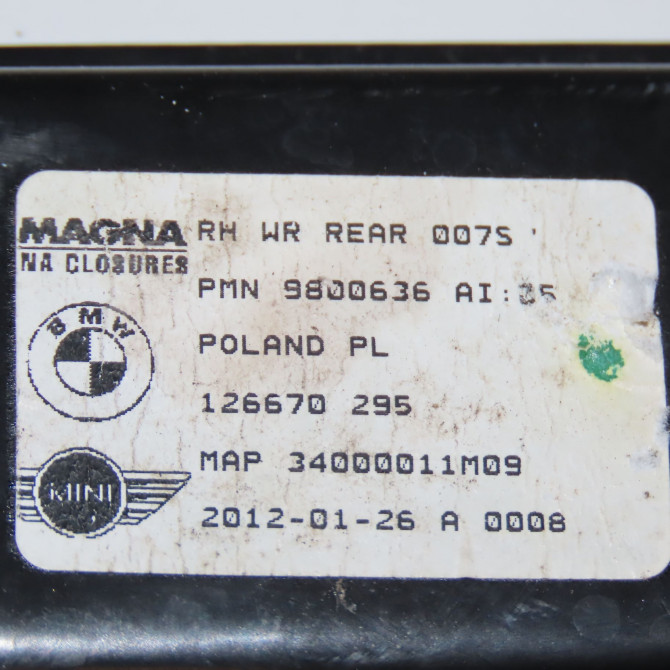 Mecanisme+moteur leve-glace ard occasion MINI MINI II phase 2 08-2010->... 51359805672 5